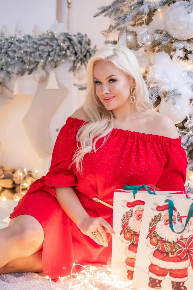  Czerwona Sukienka PENARIS Plus Size