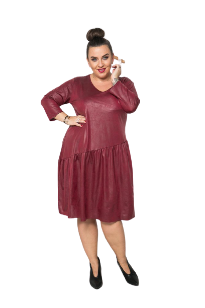 Bordowa Sukienka MAKRO Plus Size