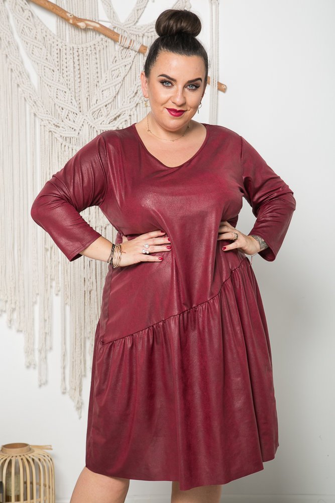 Bordowa Sukienka MAKRO Plus Size