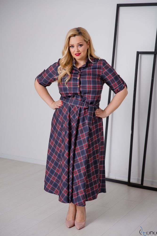 Granatowa Sukienka RAVELA Plus Size 