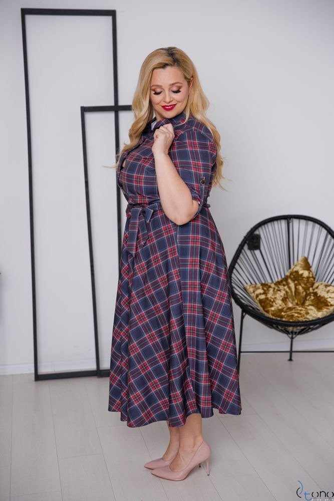 Granatowa Sukienka RAVELA Plus Size 