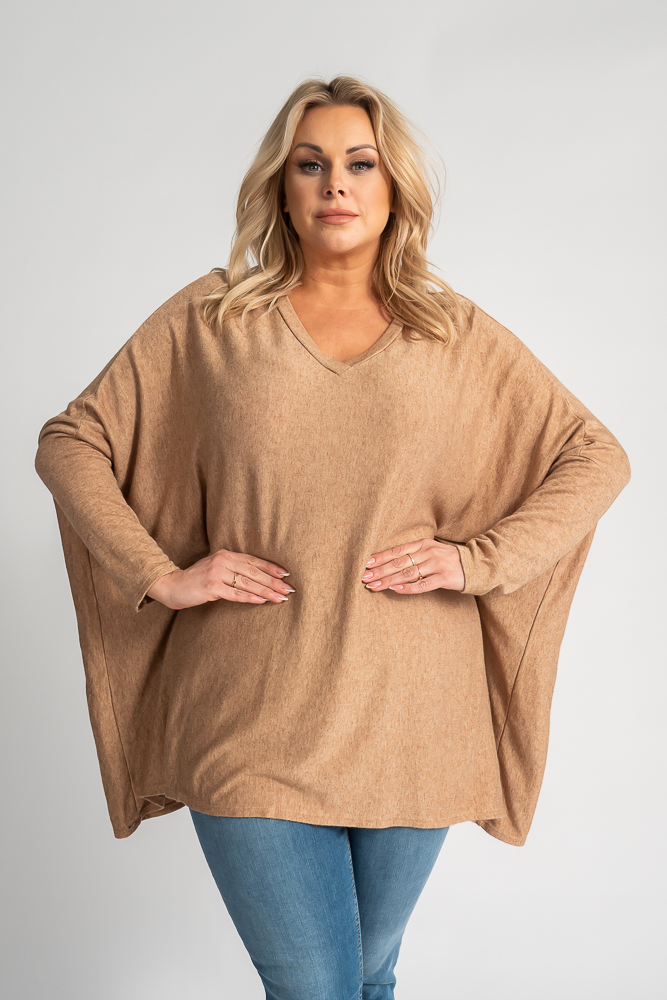 Jasnobrązowy Sweter oversize NELVI