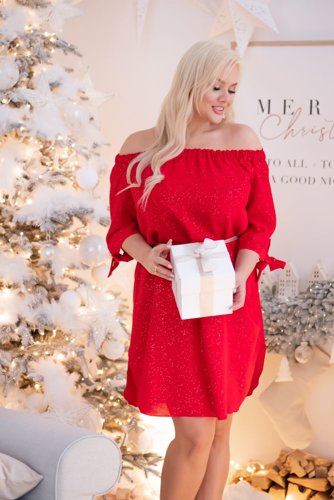  Czerwona Sukienka PENARIS Plus Size