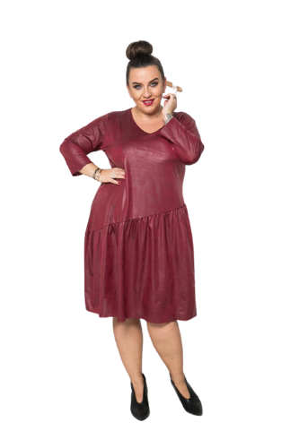 Bordowa Sukienka MAKRO Plus Size