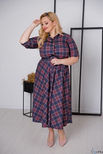 Granatowa Sukienka RAVELA Plus Size 