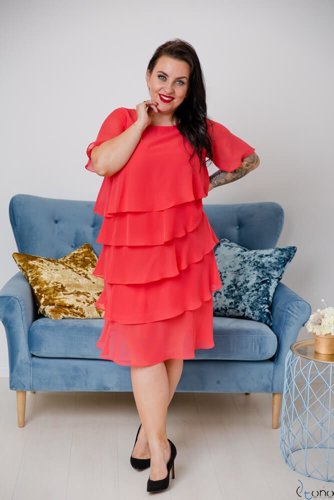 Koralowa Sukienka ORINA Plus Size  