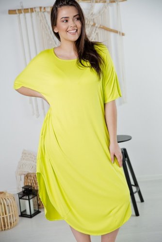 Limonkowa Sukienka SPINER Plus Size