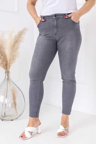 Szare Spodnie Jeansowe MORTIMO Plus Size